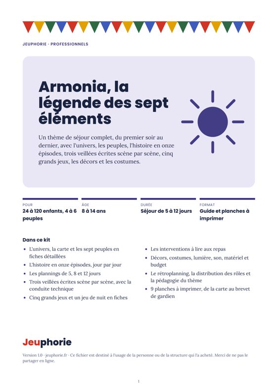 Couverture du fichier : Armonia, la légende des sept éléments : un thème de séjour complet