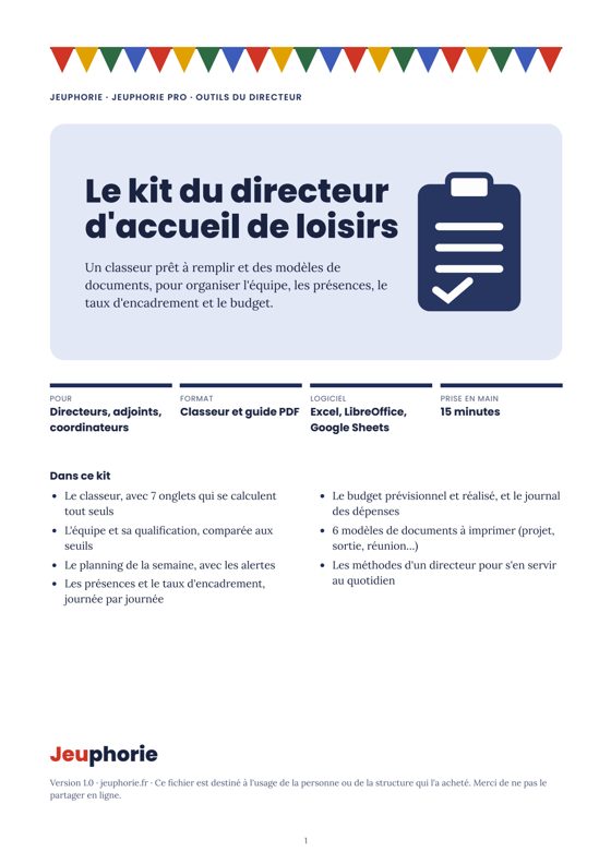 Couverture du fichier : Le kit du directeur d'accueil de loisirs