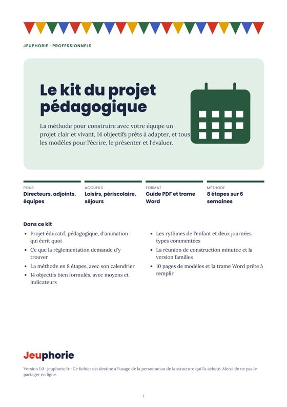 Couverture du fichier : Le kit du projet pédagogique