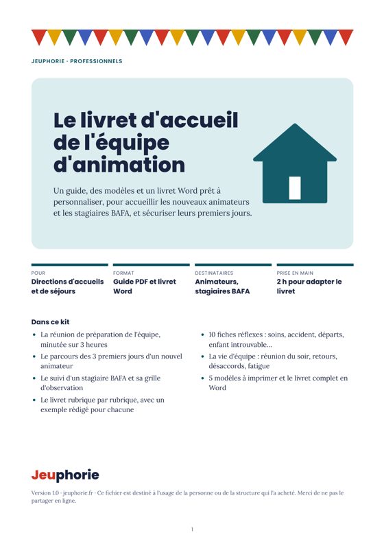 Couverture du fichier : Le livret d'accueil de l'équipe d'animation