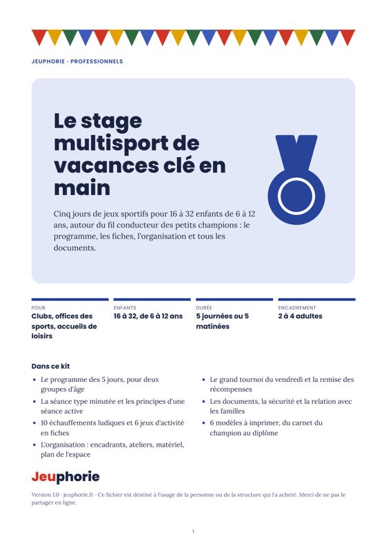 Couverture du fichier : Le stage multisport de vacances clé en main